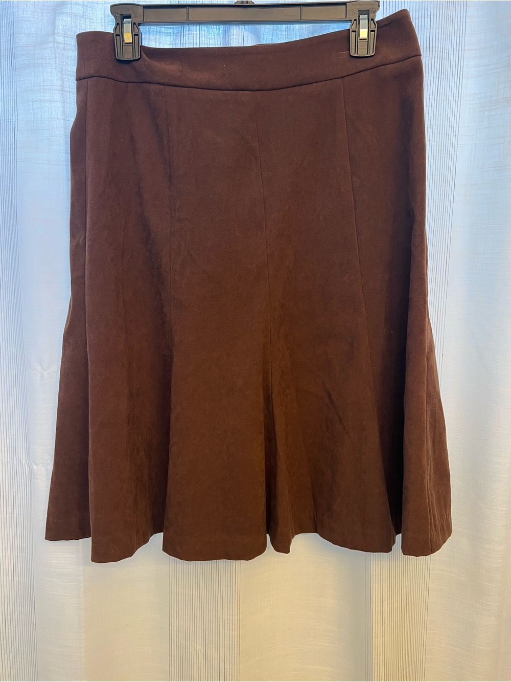 Brown Suede-Like Skirt with super cute frilled accents!